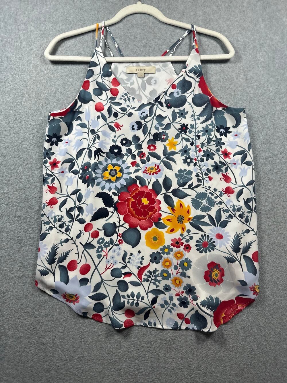 LOFT Tank Top Women's Small Multicolor Floral V-Neck Sleeveless Summer Blouse
